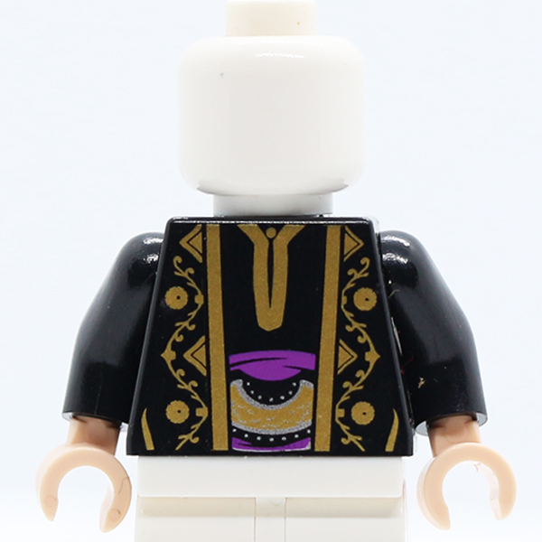 Arabian Robe with Gold Trim at Neck, Gold Pattern Front and Back / Black Arms / Light Nougat Hands