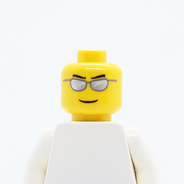Glasses with Silver Sunglasses, Black Eyebrows Pointed, Thin Grin Pattern
