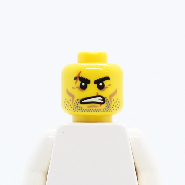 CS11 Beard Stubble, Scars over Right Eyebrow and Mouth, Angry Pattern - Hollow Stud