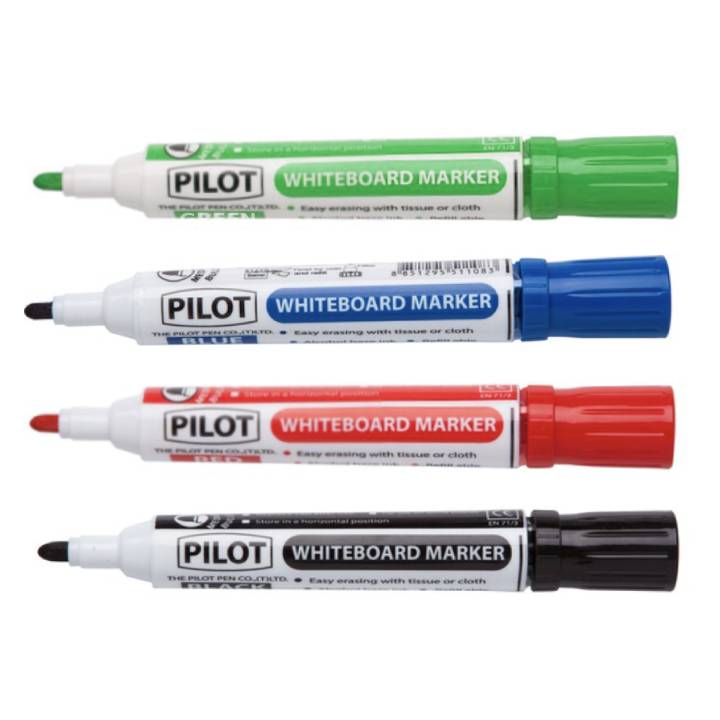 ปากกาไวท์บอร์ด Pilot หัวกลม ชนิดไร้กลิ่น แถมหมึกเติม (ขายยกโหล12ด้าม) มี 4 สี