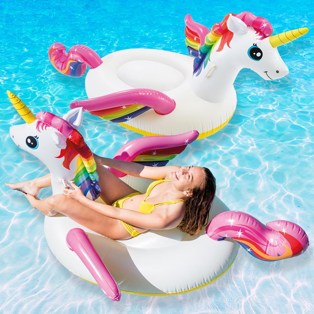 Inflatable New Rainbow Unicorn Pool Float ห่วงยางยูนิคอร์นสีรุ้ง แบบใหม่ (ขนาด 150 cm.)