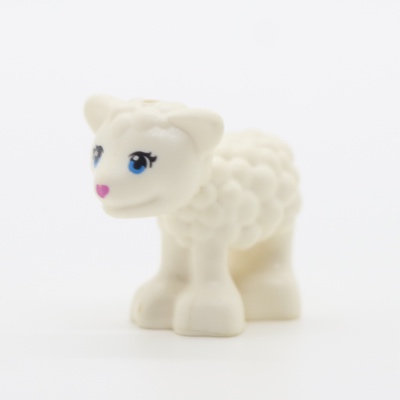 Lamb with Dark Azure Eyes, Dark Pink Nose and Black Eyelashes Pattern