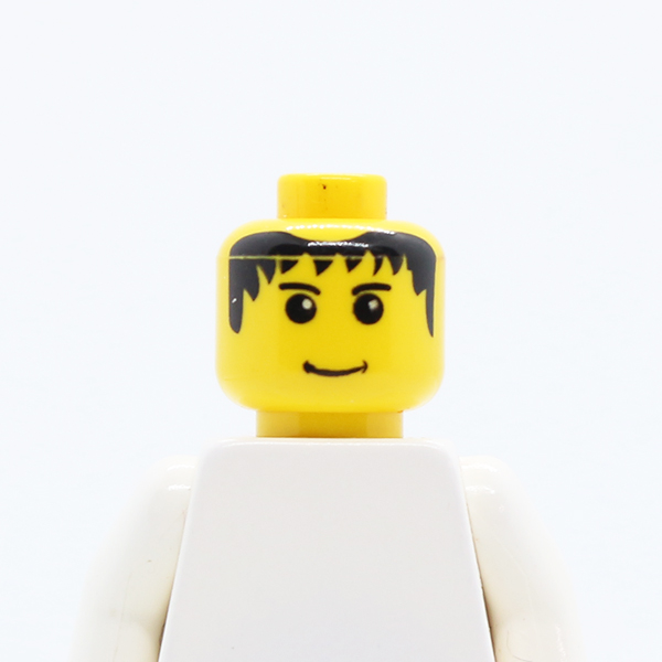 Male Messy Black Hair, Slight Smile, Eyebrows Pattern - Blocked Open Stud