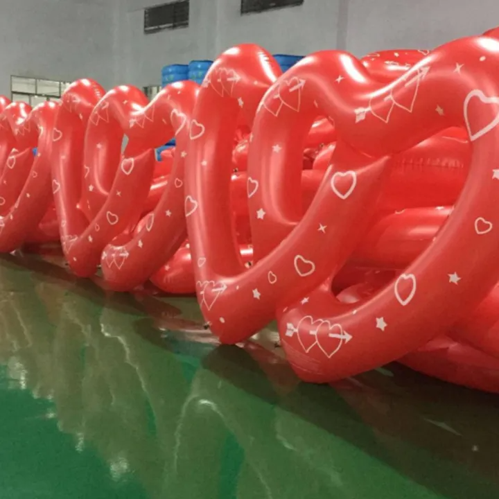 ห่วงยางหัวใจคู่ สีแดง Inflatable Red Double Heart Ring Pool Float