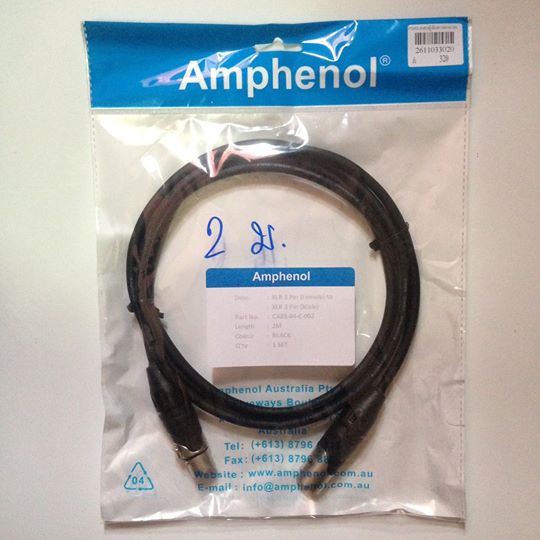 AMPHENOLสายXLRผู้-เมีย 2M CA03-04-C-002