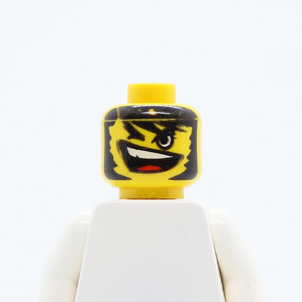 Male Open Mouth and Teeth, Long Black Hair, One Closed Eye Pattern - Blocked Open