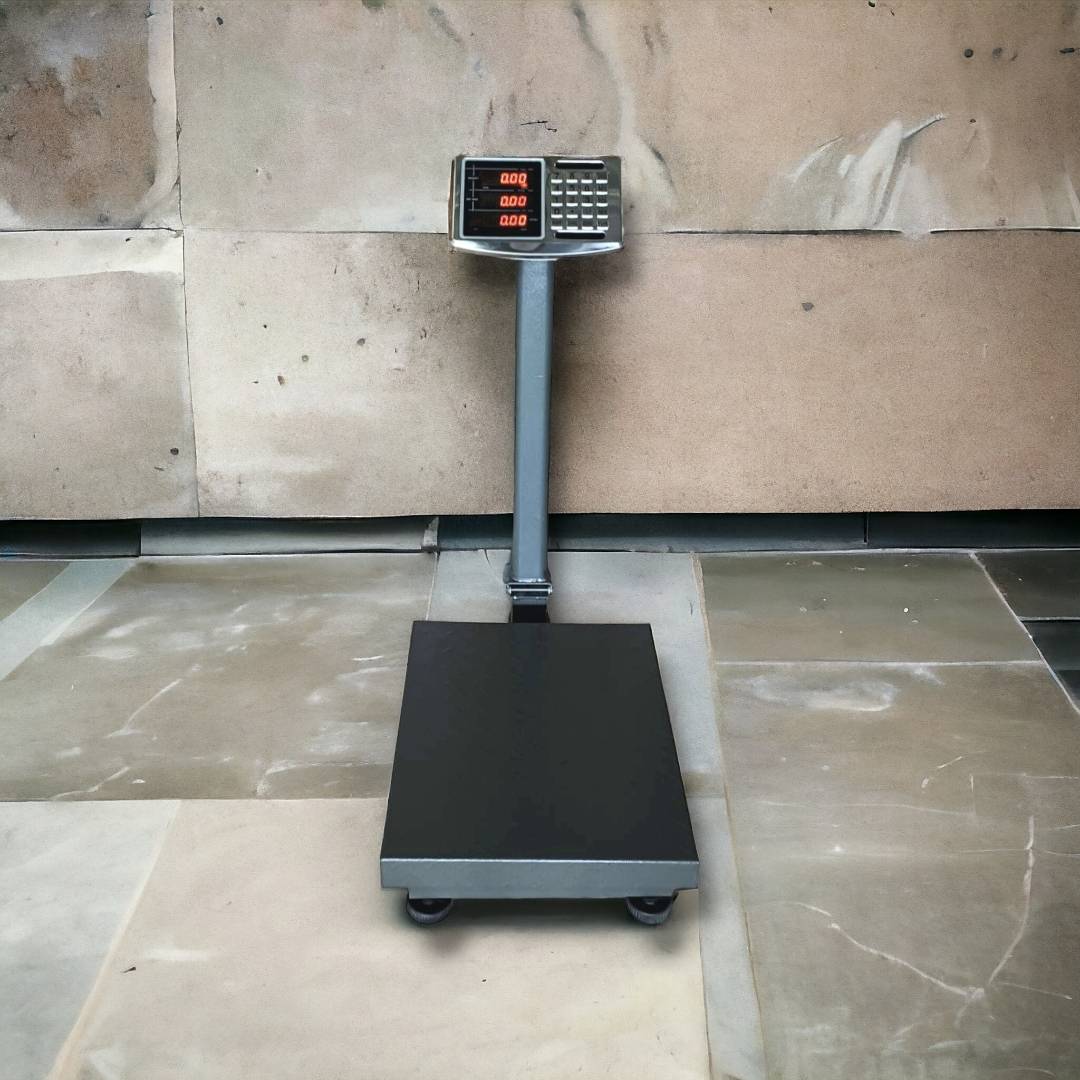 เครื่องชั่งดิจิตอลคิดเงินอัตโนมัติ 300 kg. ค่าละเอียด 100 g. แท่นชั่งเสาพับ 40x50 cm.