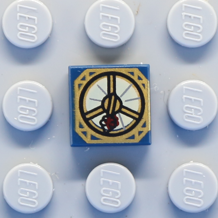 Tile 1 x 1 with Groove with Magic Compass with Thick Dark Red Needle Pattern