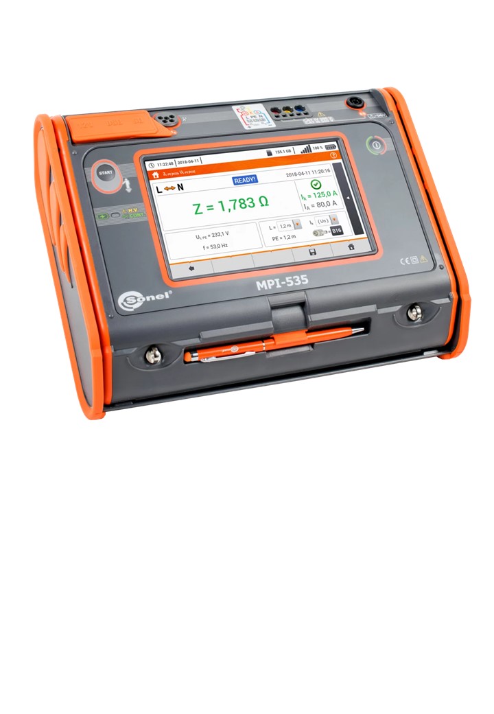 SONEL MPI-535-C3-N1 เครื่องตรวจสอบความปลอดภัยของระบบไฟฟ้า หน้าจอสีทัชสกรีน พร้อมฟังก์ชั่นการทดสอบหลักดินแบบ 4 หลัก พร้อมอุปกรณ์ประกอบการทดสอบหลักดินครบชุด สำหรับตรวจสอบและรับรองความปลอดภัยระบบไฟฟ้า