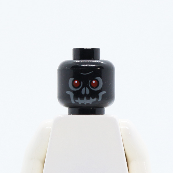 Skull Evil with Scowl, Black Print, Red Eyes Pattern (Fantasy Era) - Blocked Open Stud