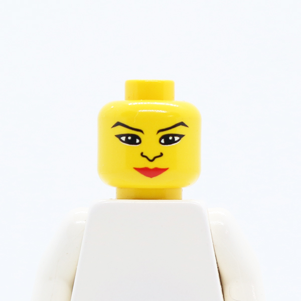 Female Black Hair, Large Eyes, Nose, Red Lips Pattern - Blocked Open Stud