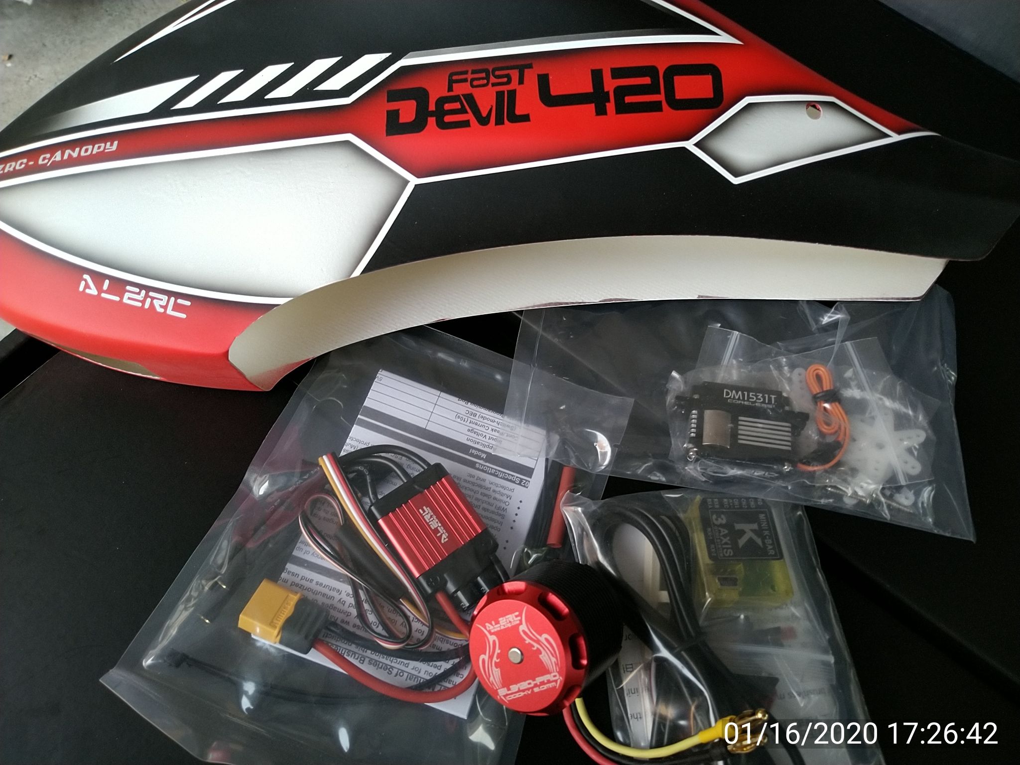 19H420-SS-C # ALZRC - Devil 420 FAST Combo A (Motor ALZ 3120 Pro 1000KV+Servo Pitch 452S/452MG+Servo Tail 501MG+ESC ALZ 60A v4 (HBW OEM)