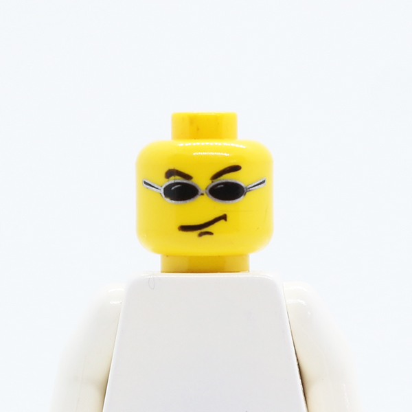 Glasses with Small Black Sunglasses, Smirk Pattern (Snap) - Blocked Open Stud