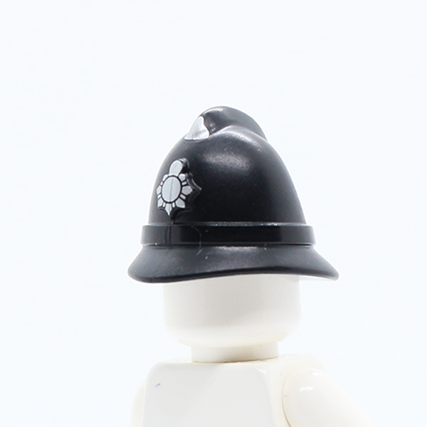 Police Helmet with Silver Badge Pattern
