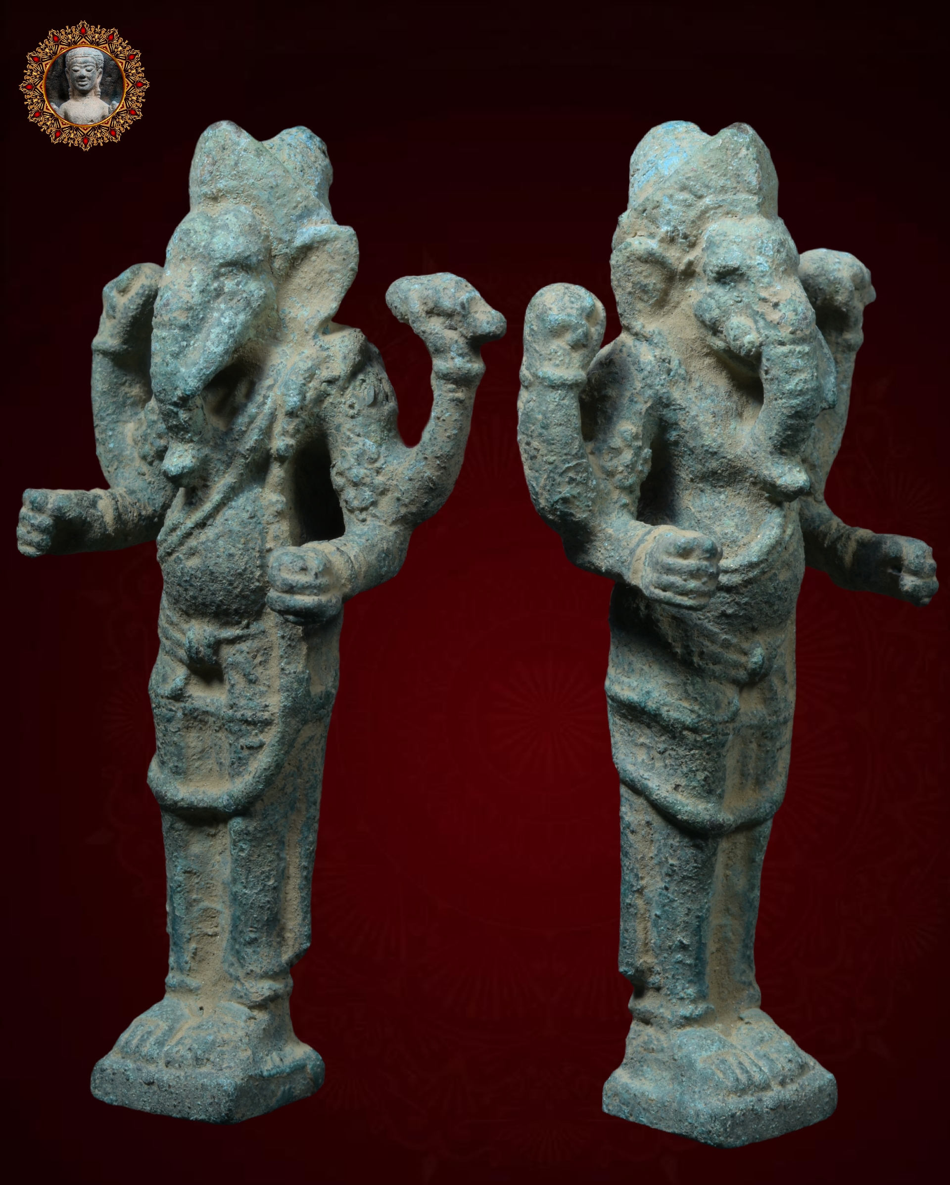 พระพิฆเนศสี่กร เนื้อสนิมเขียว