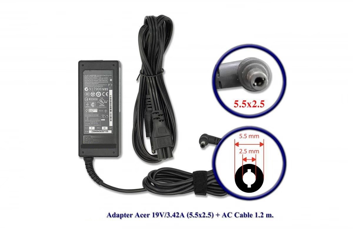 Adapter ACER 19V 3.42 (5.5x2.5)+AC Cable 1.2m