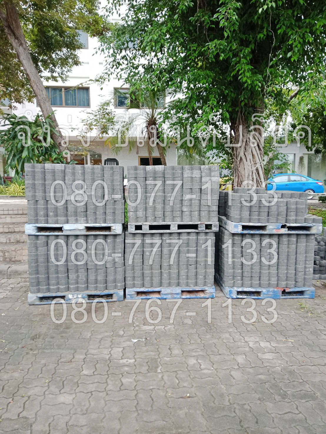 บล็อกปูหญ้า หน้าเรียบ สีเทา