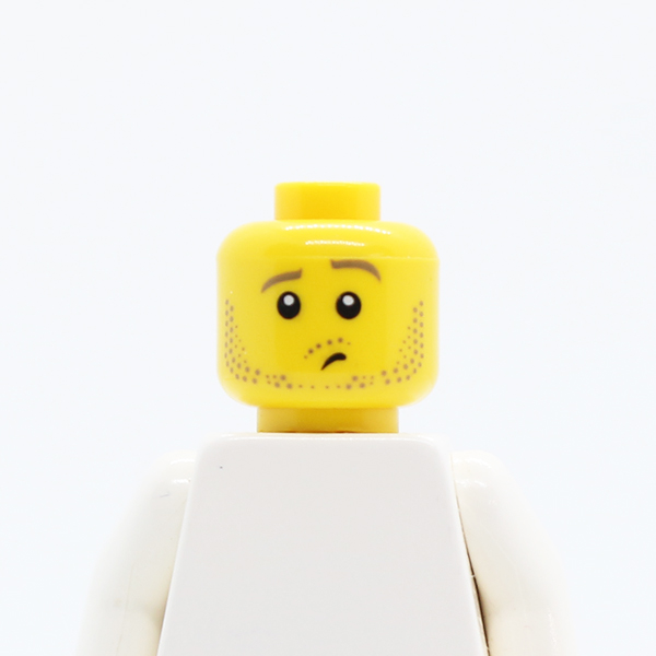 CS16 Dual Sided Dark Tan Eyebrows and Stubble Beard, Open Smile / Raised Left Eyebrow, Lost Pattern - Hollow Stud