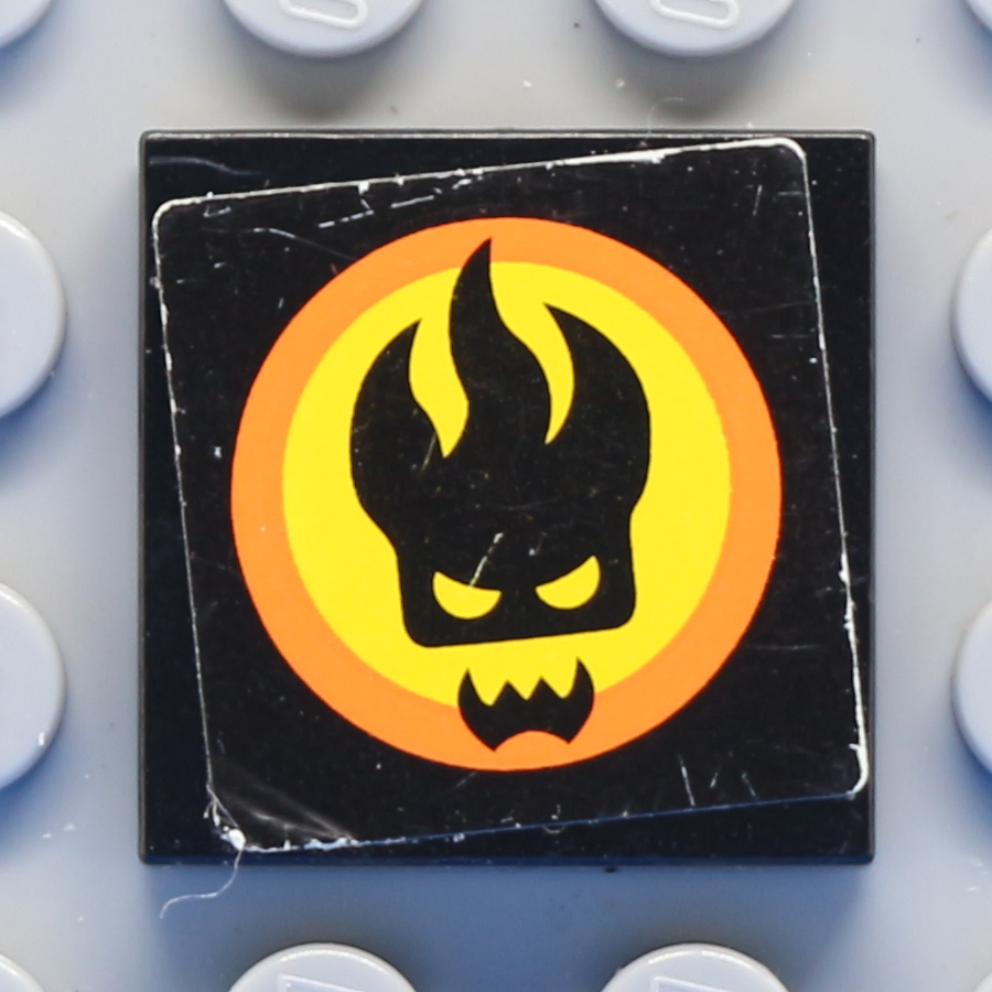Tile 2 x 2 with Groove with Agents Dr. Inferno Logo Pattern (Sticker) - Sets 8635 / 8636 / 8968 / 8969 / 8970