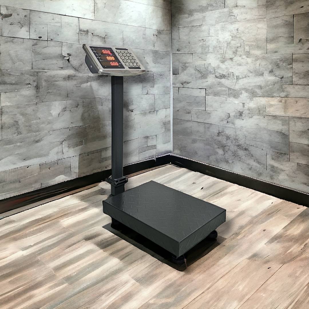 เครื่องชั่งดิจิตอลคิดเงินอัตโนมัติ 150 kg. ค่าละเอียด 50 g. แท่นชั่งเสาพับ 30x40 cm.