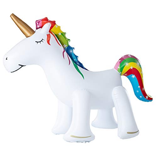 ห่วงยางยูนิคอร์น หางรุ้ง สามารถพ่นน้ำออกได้ Inflatable Water Spray Giant Rainbow Unicorn