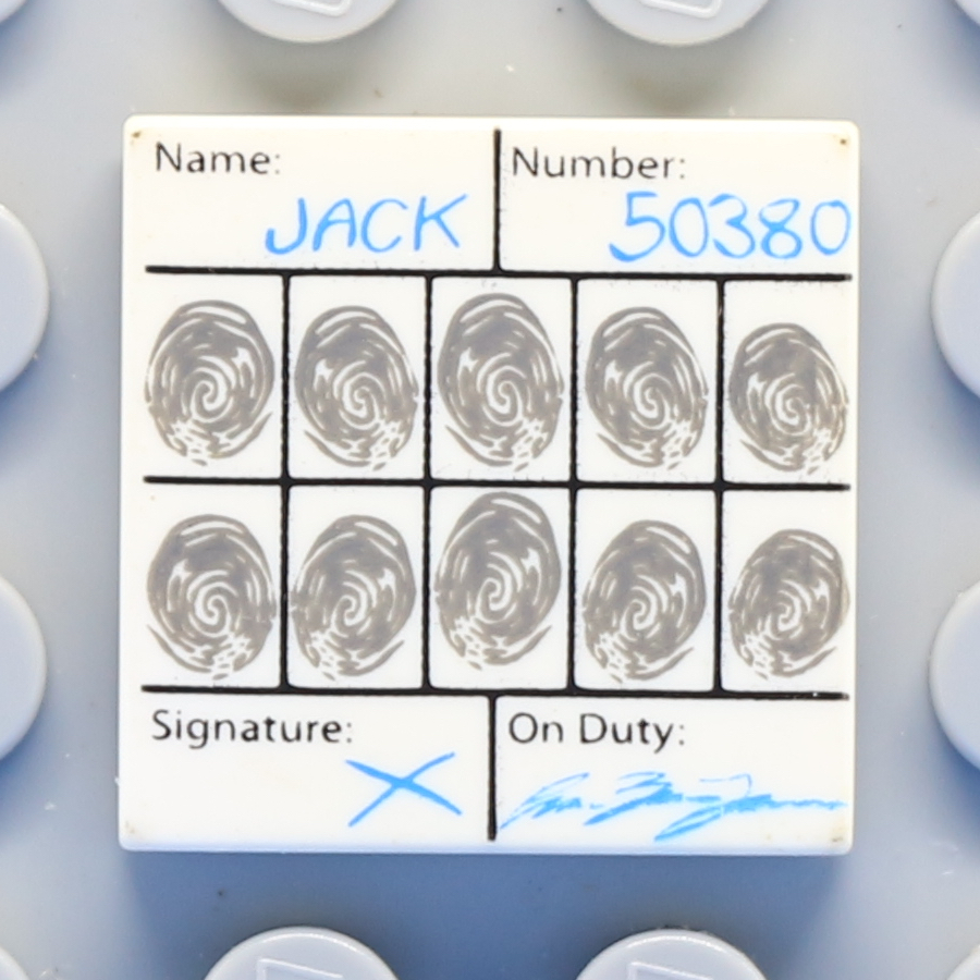 Tile 2 x 2 with Groove with Fingerprints File Jack Pattern