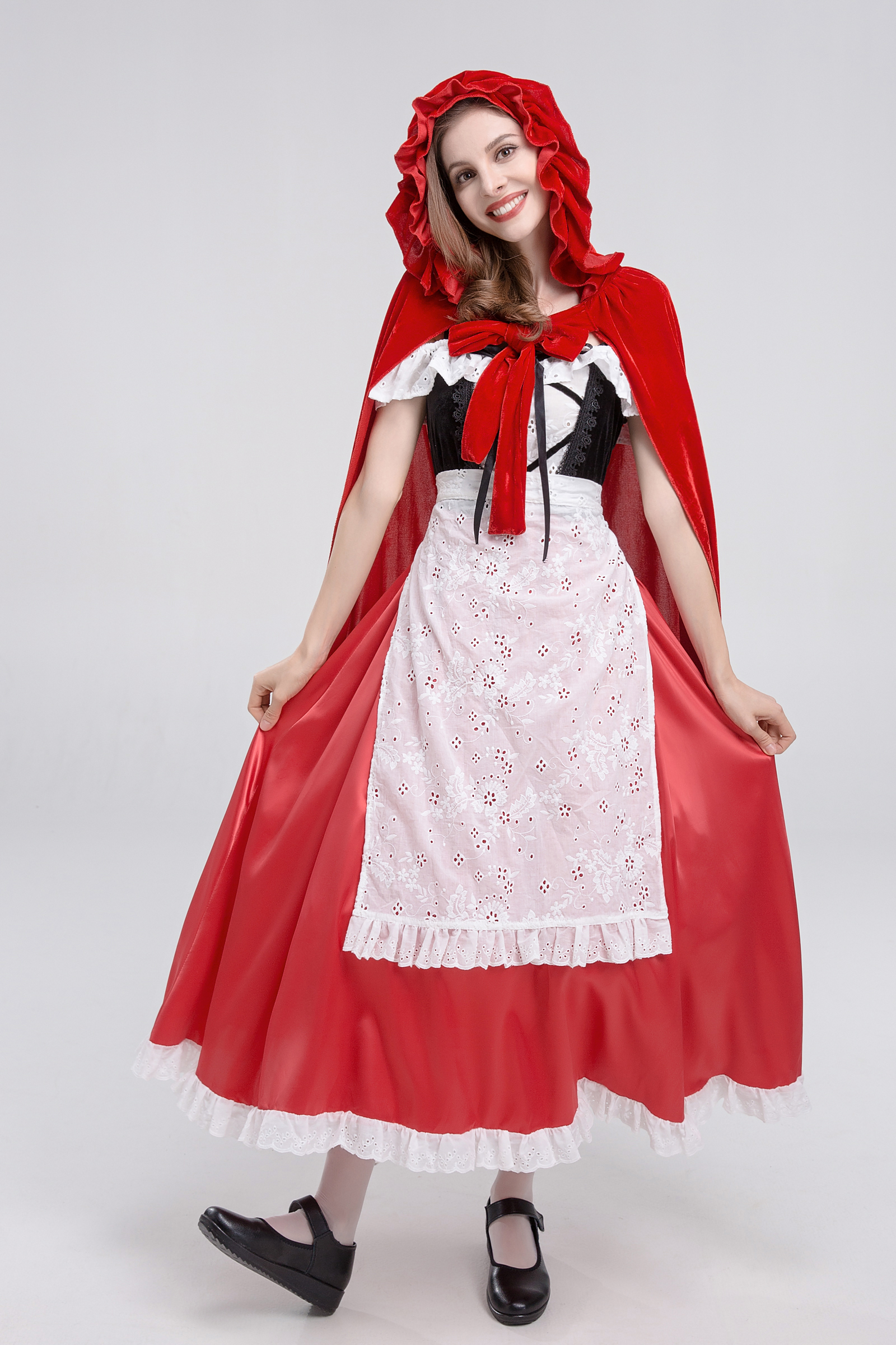 ชุดหนูน้อยหมวกแดง พร้อมผ้าคลุม หนูน้อยหมวกแดงแบบยาว