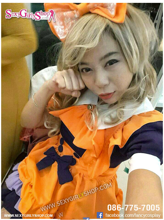ชุดเมด ชุดสาวเสิร์ฟ ส้มม่วง