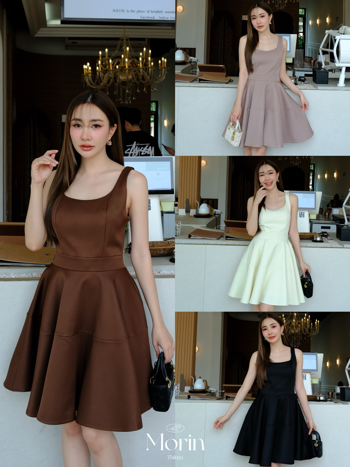 Morin dress #4805 เดรสสั้นผ้าพรีเมี่ยมอัดกาวอย่างดี ทรงสวยแบบตะโกน ช่วงบนเก็บหุ่นสไตล์Corset thitiya