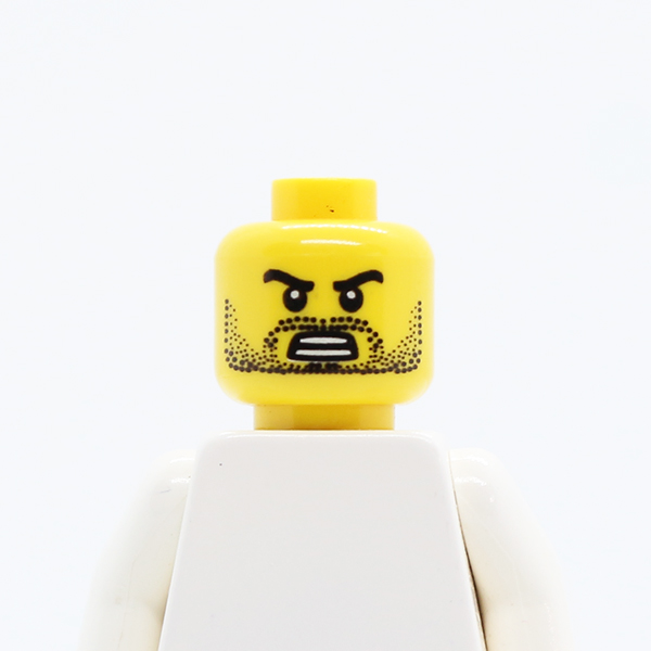 CS05 Beard Stubble, Black Angry Eyebrows with Open Mouth with Teeth Pattern - Blocked Open Stud