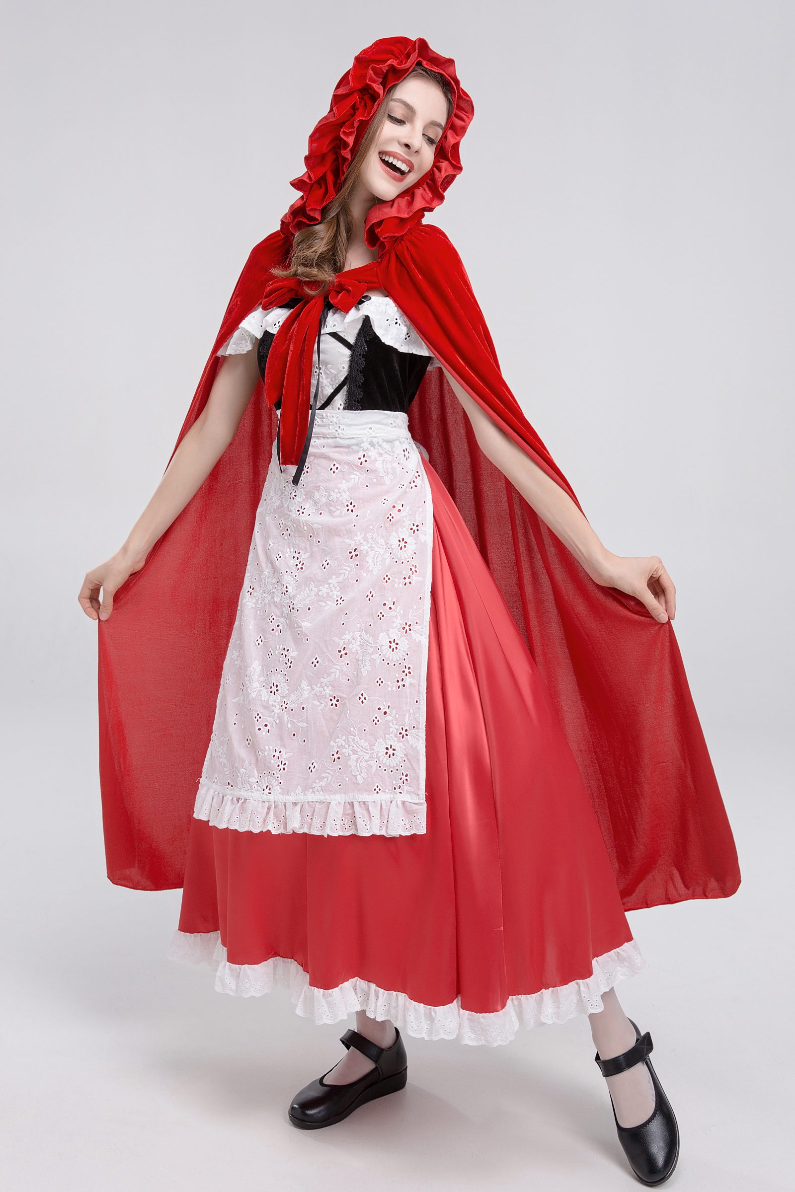 ชุดหนูน้อยหมวกแดง พร้อมผ้าคลุม หนูน้อยหมวกแดงแบบยาว