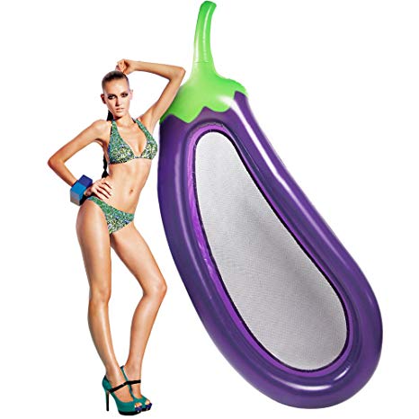 แพยางมะเขือม่วงลอยน้ำ Inflatable Eggplant Pool Float