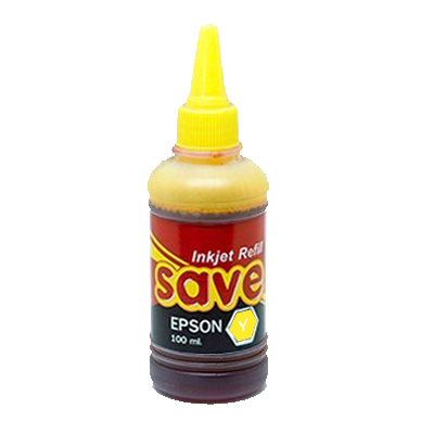 หมึกเติมเครื่องพิมพ์อิงค์เจ็ทยี่ห้อ EPSON (สีเหลือง-Yellow) ตรา Save 100ml