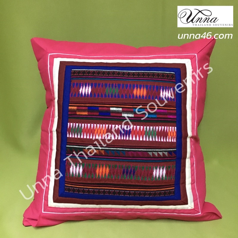 ปลอกหมอนอิง ลายปักมือชนเผ่าอาข่า 1 ผืน 16x16” Cushion cover . Thai Akha hill tribe hand embroidered pattern