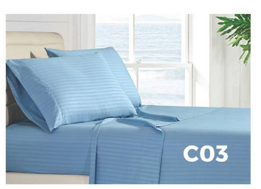 ชุดผ้าปูที่นอน พร้อมผ้านวม ครบเซต ผลิตในไทย ผ้า Super Soft สีพื้นลายริ้ว