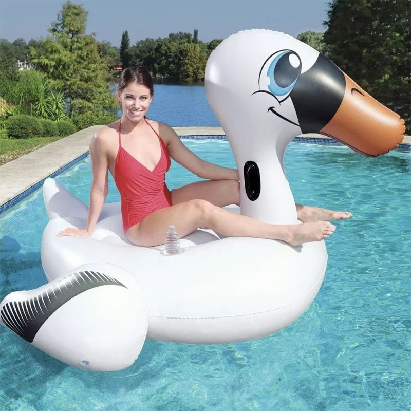 ห่วงยางหงส์ขาว ปากส้ม ปีกดำ Inflatable Bestway White Swan with Cup Holder Pool Float