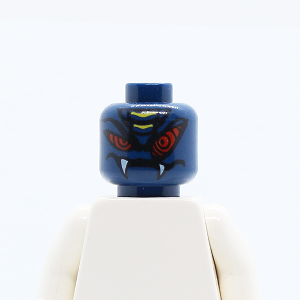 Alien with Red Snake Eyes and Mouth with Fangs Pattern - Blocked Open Stud