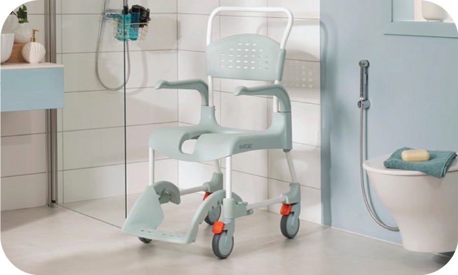 รถเข็นคร่อมสุขภัณฑ์ 3 in 1 สำหรับอาบน้ำ นั่งถ่าย อเนกประสงค์ อีแทค คลีน (ETAC รุ่น Clean Front Open) แบรนด์ประเทศสวีเดน รับประกัน 1 ปี