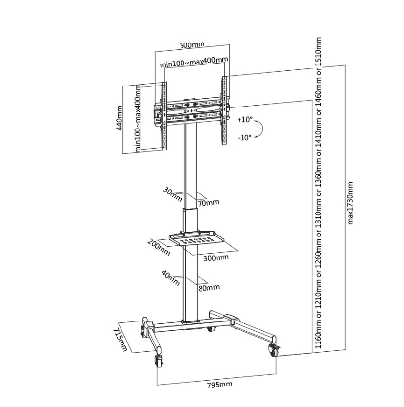 JMTVSTAND SM5500 ขาตั้งทีวีมีล้อเลื่อน(stand)เหล็กหนา แข็ง แรง ปรับสูง/ต่ำได้ ขนาด 32”-55”นิ้ว0964746498