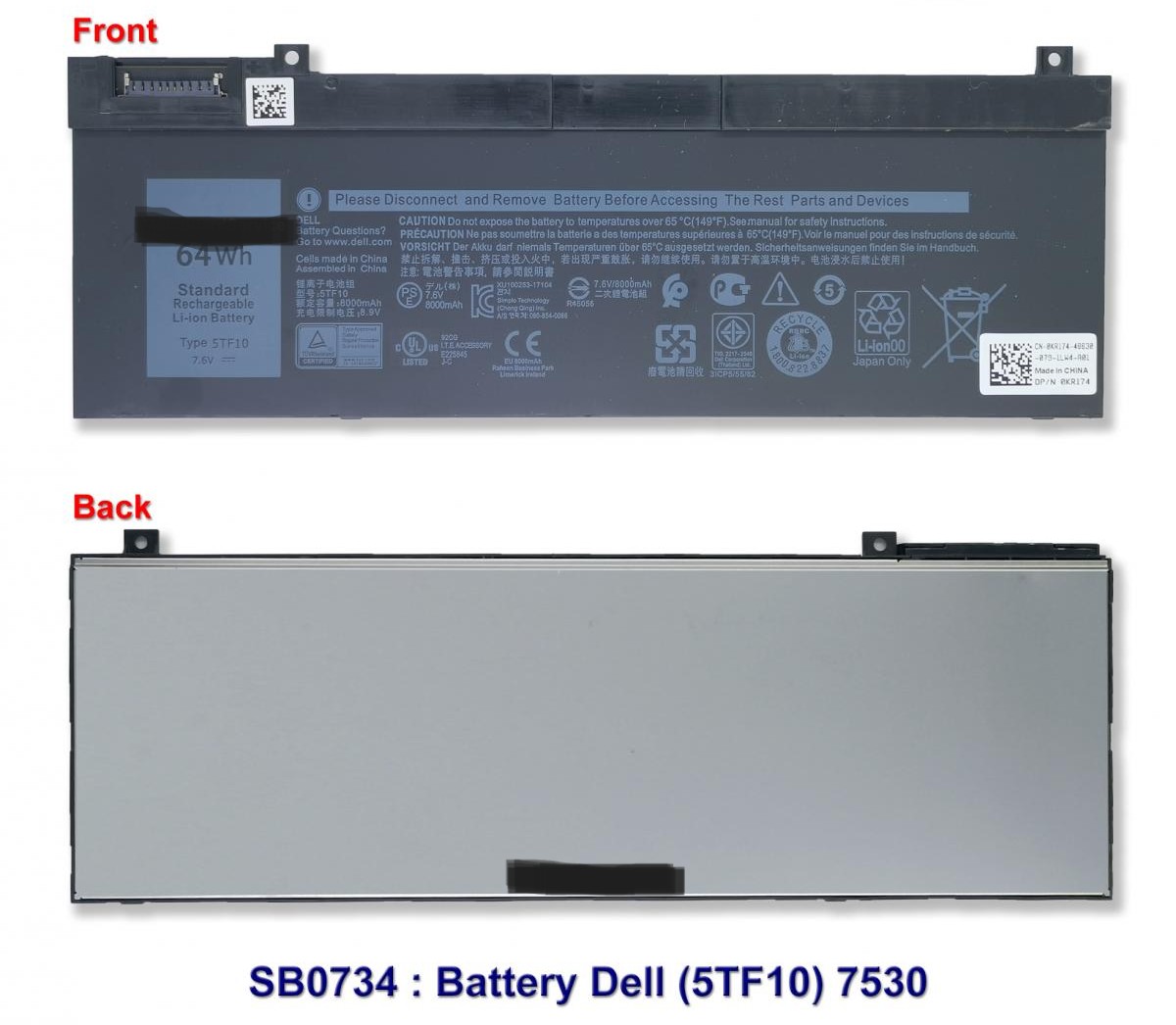 SB0734 - BatteryDell(ORG)(5TF10)7530,7730,7540,7740,7M0T6,NYFJH,0H6K6V