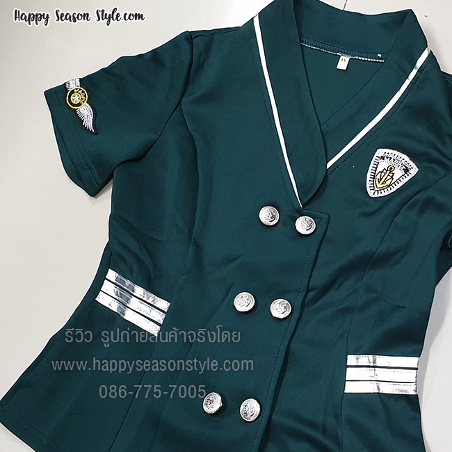 ชุดพนักงาน ชุดยูนิฟอร์ม ชุดแอร์ พนักงานต้อนรับ พีอาร์ สีเขียว