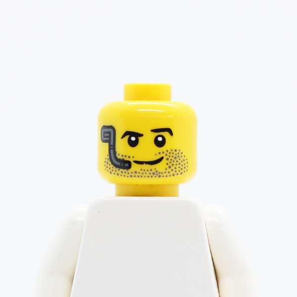 CS12 Beard Stubble, Raised Left Eyebrow, Headset and Smile Pattern - Hollow Stud