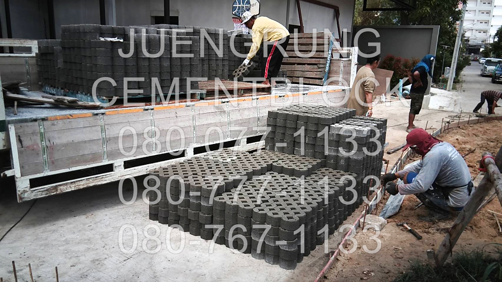 บล็อกปูหญ้า หน้าเรียบ สีเทา