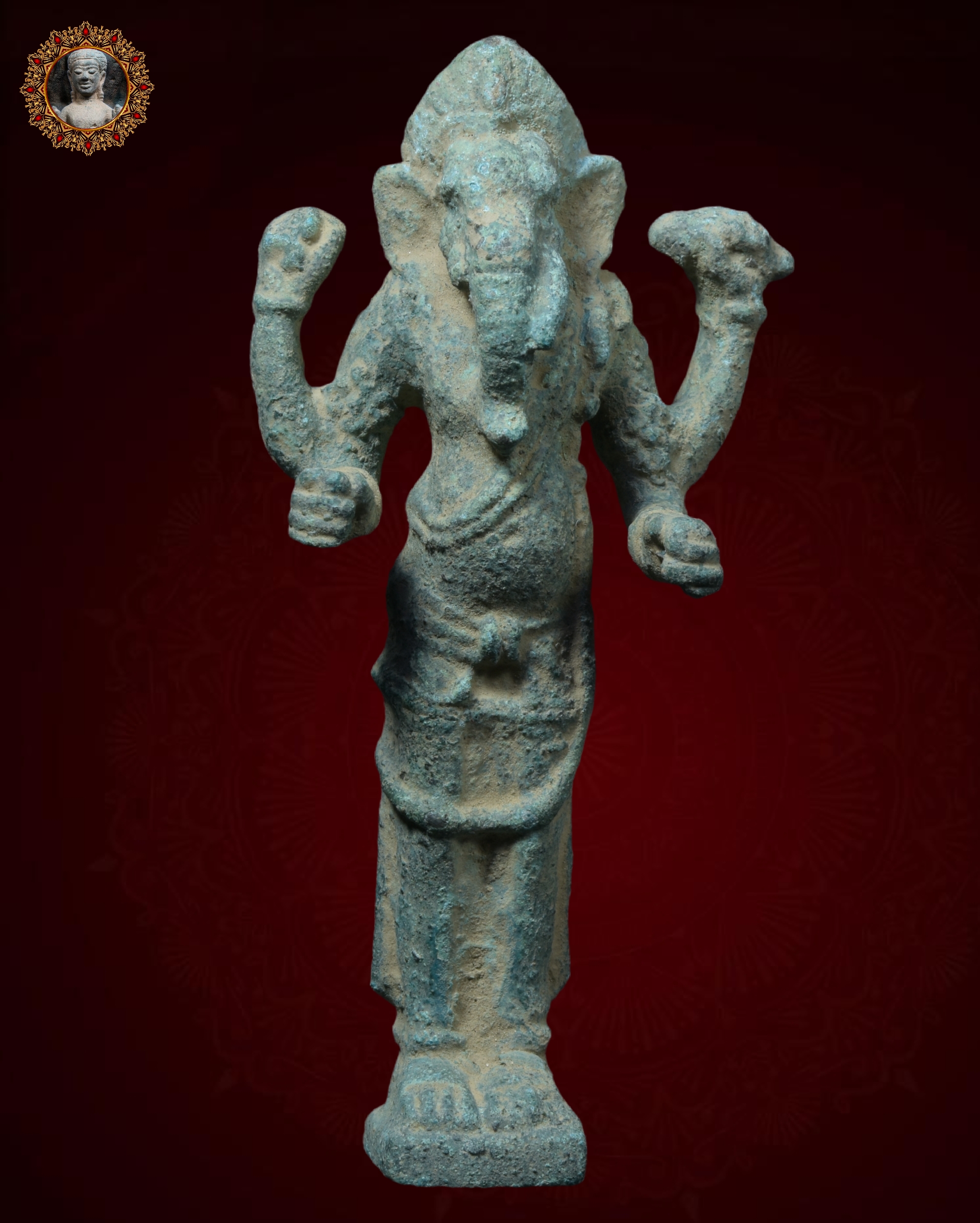 พระพิฆเนศสี่กร เนื้อสนิมเขียว