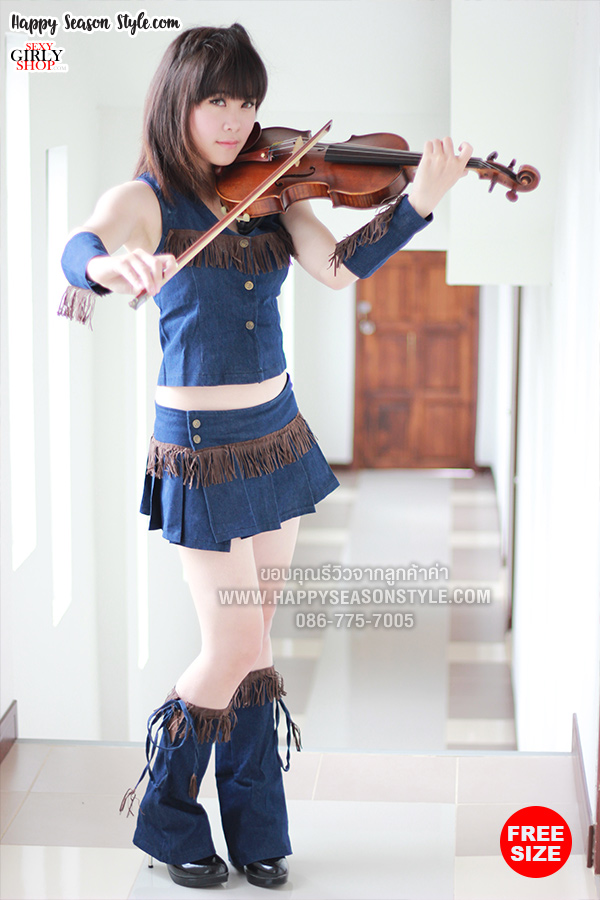 ชุดคาวบอย คาวเกิร์ล cowboy cowgirl ยีนส์ ระบายพู่สีน้ำตาล พร้อมหมวก