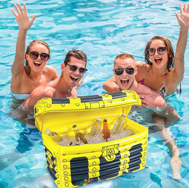ถังน้ำแข็งลอยน้ำ สีเหลือง Inflatable Ice Bucket Pool Float