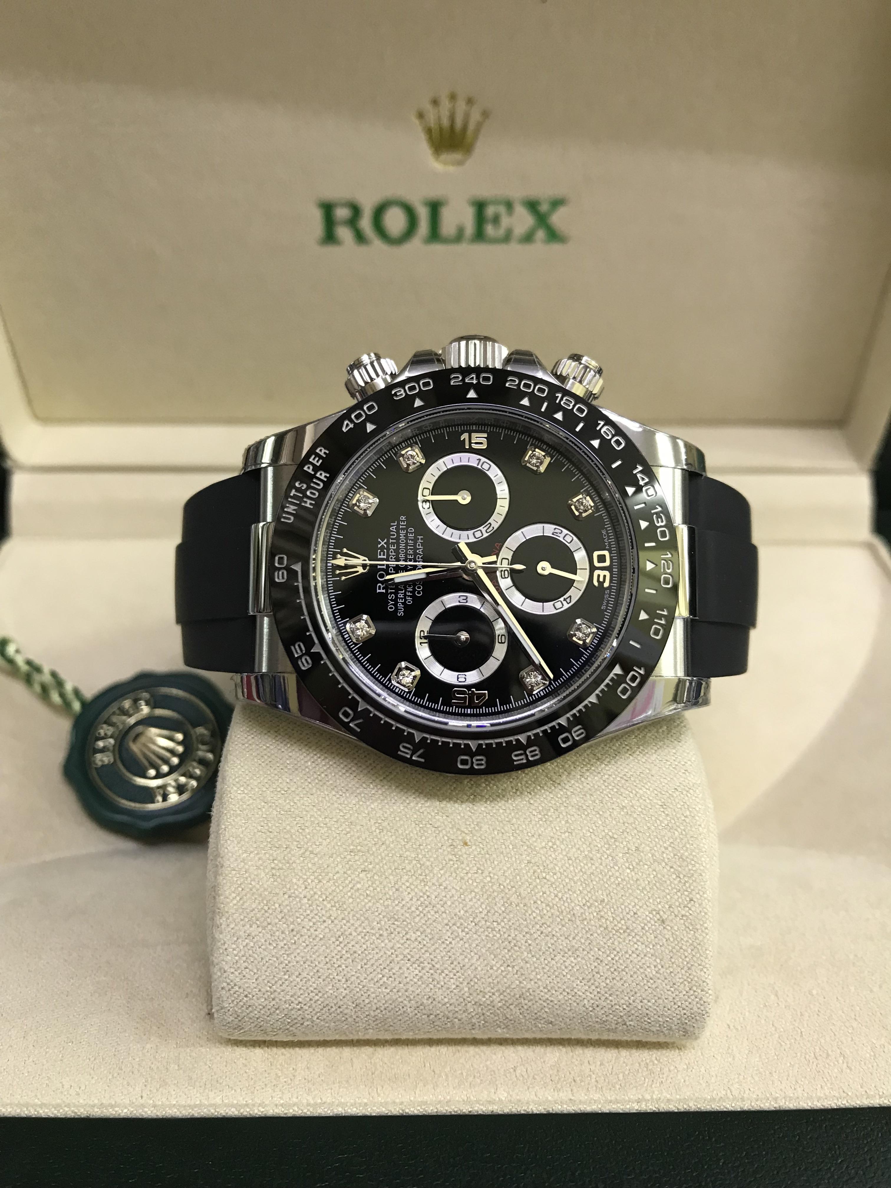 Rolex Daytona White Gold Black Diamond 116519LN (Swiss BT)