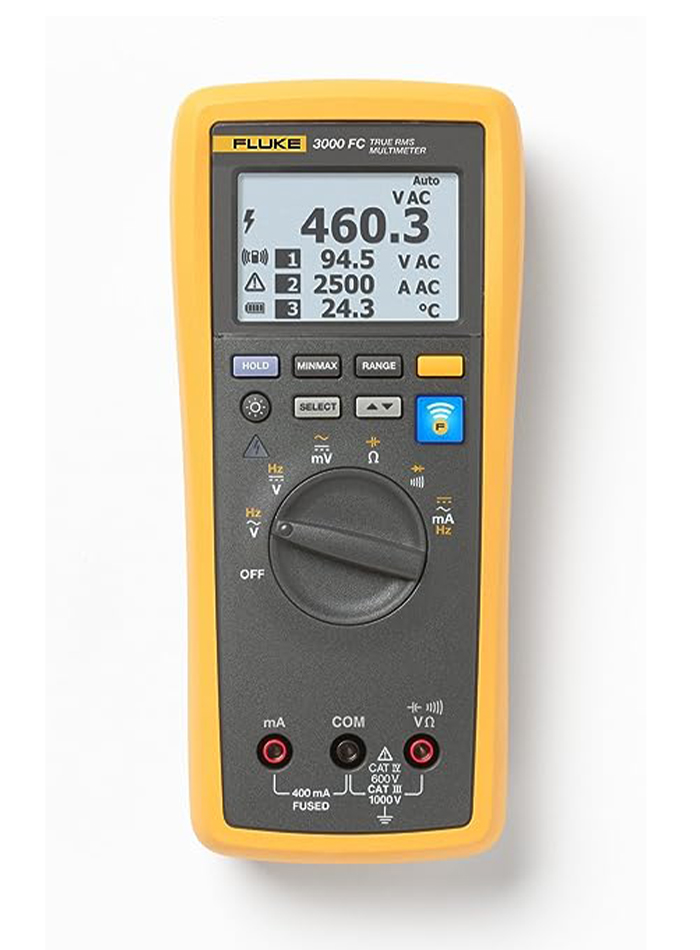 FLUKE 3000 FC-IND มัลติมิเตอร์แบบ True RMS รองรับการสื่อสารแบบไร้สายสามารถเชื่อมต่อเครื่องวัดกับโมดูลเซ็นเซอร์ผ่าน Fluke Connect® App รวมอุปกรณ์ Industrial System provides measurement of all common electrical parameters