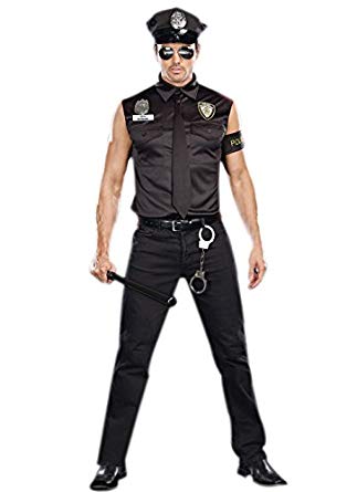 ชุดแฟนซีผู้ชาย ชุดตำรวจแขนกุด+หมวก