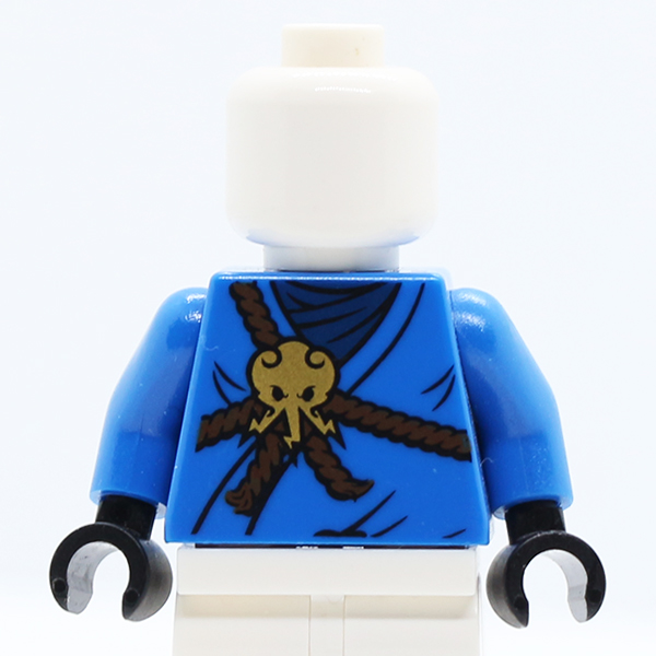 NJO Ninjago Brown Rope, Gold Medallion and Dark Blue Undershirt Pattern / Blue Arms / Black Hands